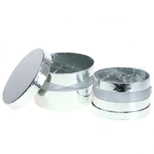 Floristik24 Flower box silver Ø14/16cm 2pcs