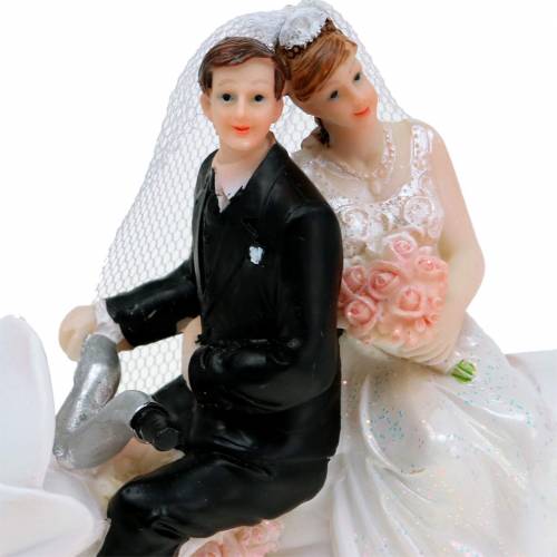 Floristik24 Bridal couple figure on motorcycle 12cm