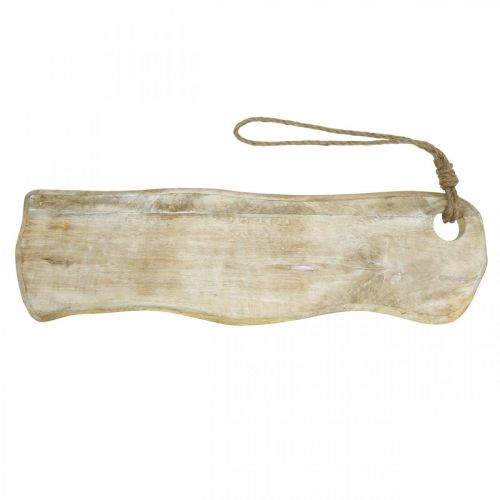 Product Wooden tray, tray with cord, natural wood washed white, shabby chic L60cm