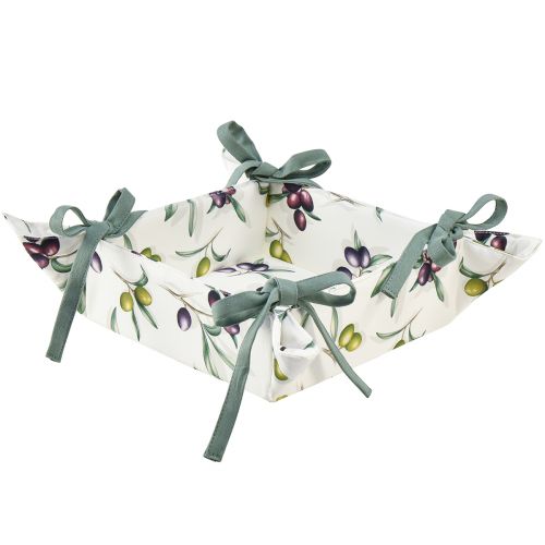 Product Bread basket fabric bread bag white pattern olives 20x20x7cm