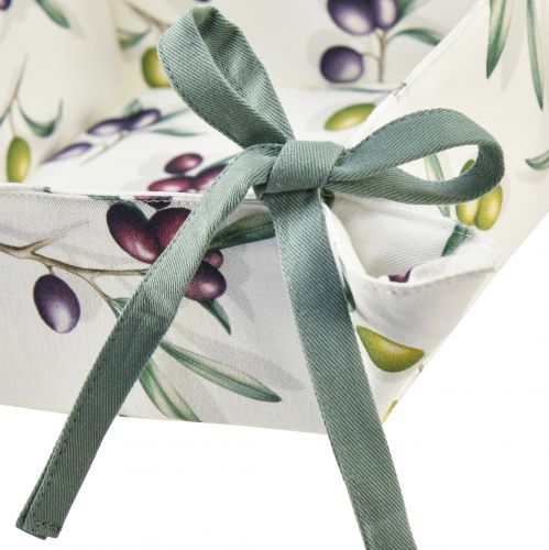 Floristik24 Bread basket fabric bread bag white pattern olives 20x20x7cm