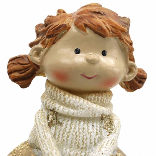 Floristik24 Decorative figures little brother and sister gold, glitter 10 / 6.5cm, set of 2