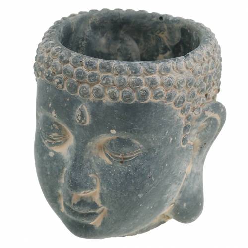 Buddha head for planting antique look concrete black Ø8 H8cm