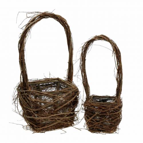 Floristik24 Decorative wicker basket with handle Easter basket brown H36.5cm H45cm set of 2
