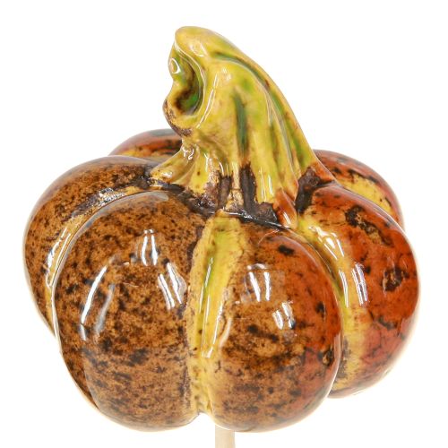 Product Colorful mini pumpkins on a stick ceramic decoration 5-6.5cm 3 pieces
