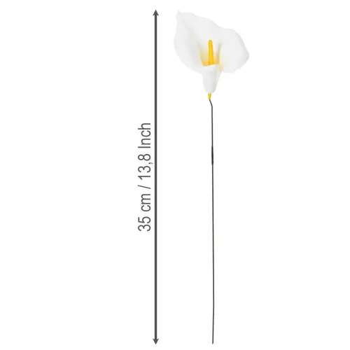 Artificial Calla Lily with yellow stamen, decorative blossoms, 35cm, 10 pieces | Floristik24.ie