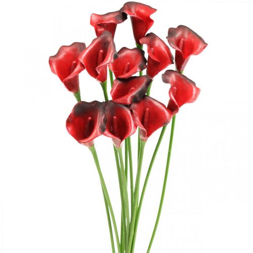 Calla red burgundy artificial flowers in bunch 57cm 12pcs