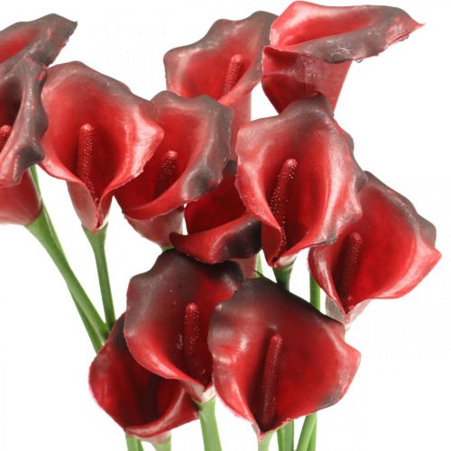 Product Calla Red burgundy artificial flowers in bunch 57cm 12 pcs