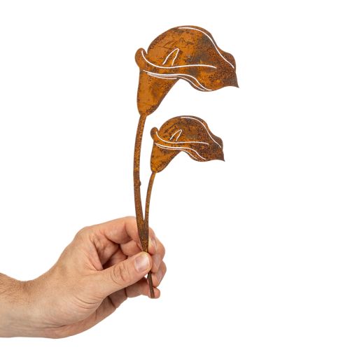Garden stake Calla flower rust for graves and floristry 25cm 6pcs | Floristik24.ie