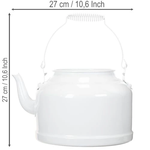 Charming decorative teapot in white, metal planter in country style, vintage planter 27x20.5cm | Floristik24.ie