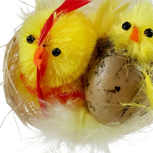 Floristik24 Chenille chicks in the nest yellow 5cm 4pcs