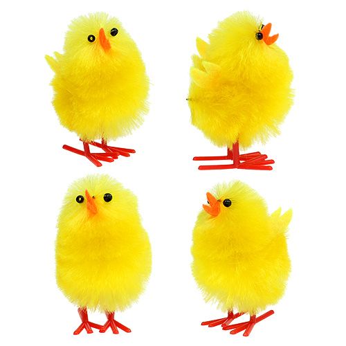 Chenille chick 4cm yellow 4pcs