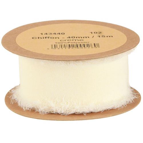 Product Chiffon ribbon cream fabric ribbon with fringes 40mm 15m