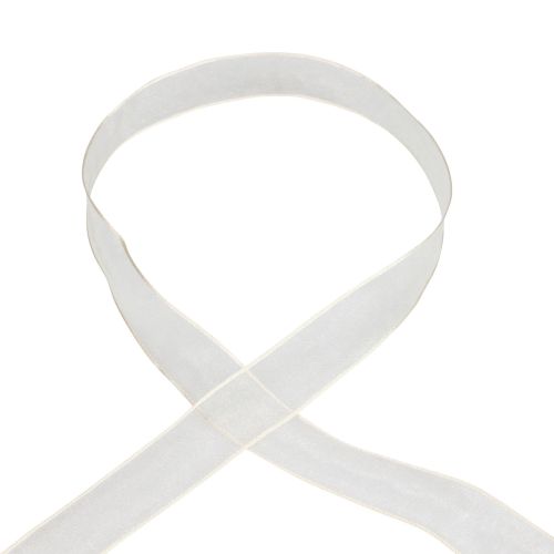 Floristik24 Chiffon ribbon organza ribbon decorative ribbon organza cream 25mm 20m
