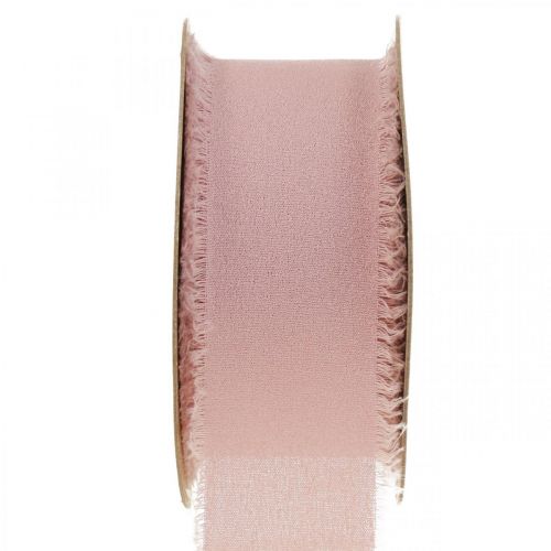 Floristik24 Chiffon ribbon pink fabric ribbon with fringes 40mm 15m