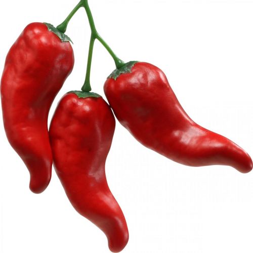 Product Red chili peppers deco food dummy 9cm 3pcs on branch