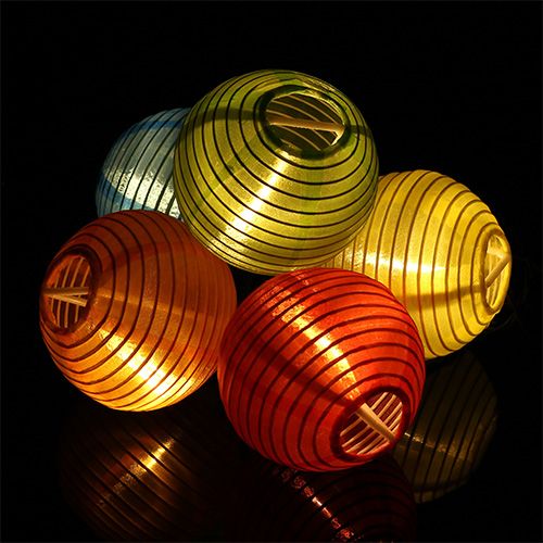 Product China lanterns with 20 LEDs multicolored 9.5m