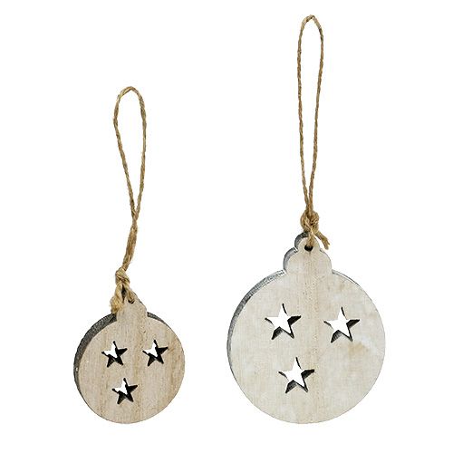 Christmas bauble wood to hang 5-7cm 14pcs