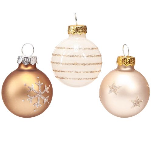 Floristik24 Christmas tree balls glass mini pearl white gold Ø3cm 9 pcs