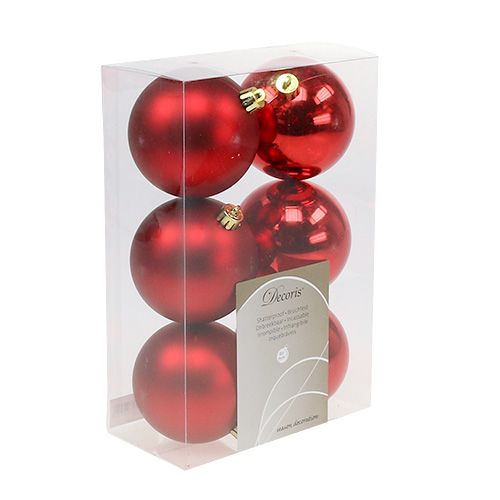 Floristik24 Christmas tree balls plastic red 8cm 6 pcs