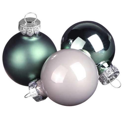 Floristik24 Christmas tree balls made of glass green mother of pearl grey Ø5cm 24 pcs