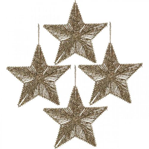 Product Christmas tree decorations, Advent decorations, star pendant Golden B15cm 8 pieces