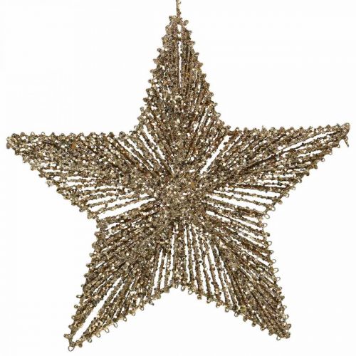 Christmas tree decorations, Advent decorations, star pendants golden W30cm 4pcs