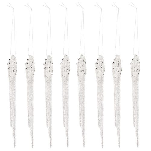 Product Christmas tree decoration icicle decoration clear silver 15cm 8pcs