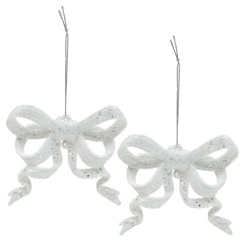 Floristik24 Christmas tree decoration loop 9cm with glitter white 12pcs