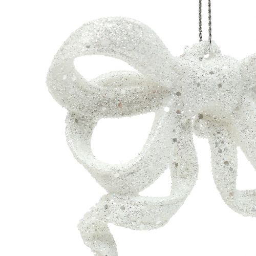 Floristik24 Christmas tree decoration loop 9cm with glitter white 12pcs