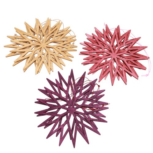 Product Christmas tree ornaments, snowflakes, wooden decoration, Scandinavian style, 15cm, 8 pieces