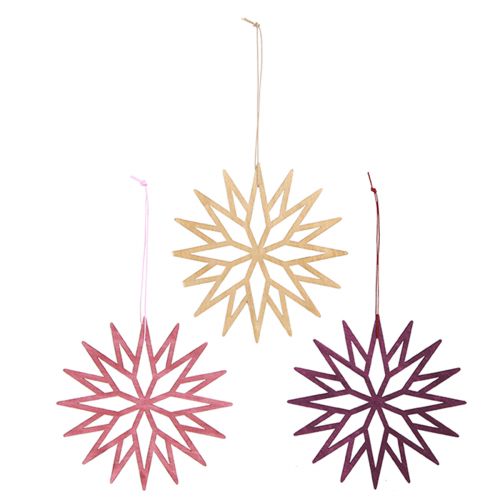 Product Christmas tree ornaments, snowflakes, wooden decoration, Scandinavian style, 15cm, 8 pieces