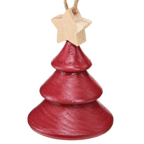 Floristik24 Christmas tree decorations fir tree wood red white 7.5cm 6 pieces