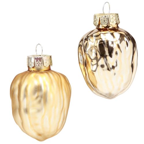 Floristik24 Christmas tree decorations Christmas gold walnut 3x6cm 6 pcs