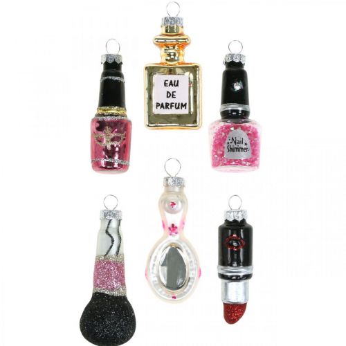 Christmas tree decoration Beauty &amp; Glamour, glass pendant cosmetic mix H5.5–7cm real glass 6pcs