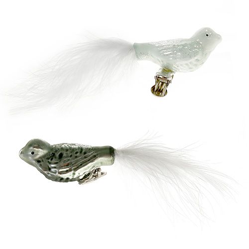 Floristik24 Christmas tree decorations glass bird on clip green sort. 4pcs