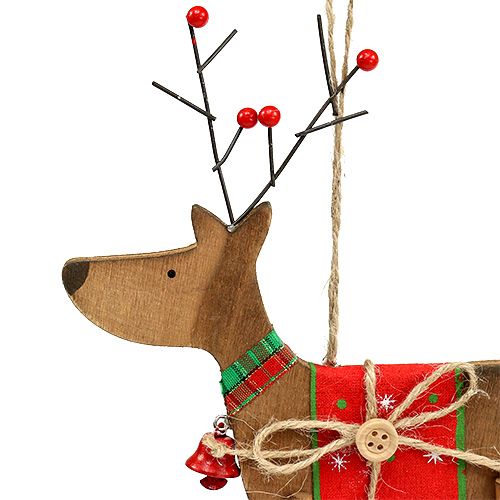 Product Christmas tree decorations wooden deer 14cm H22cm 3pcs