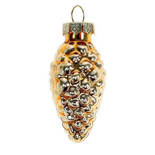 Product Christmas tree decorations cones 5-6cm assorted. gold-white 16pcs