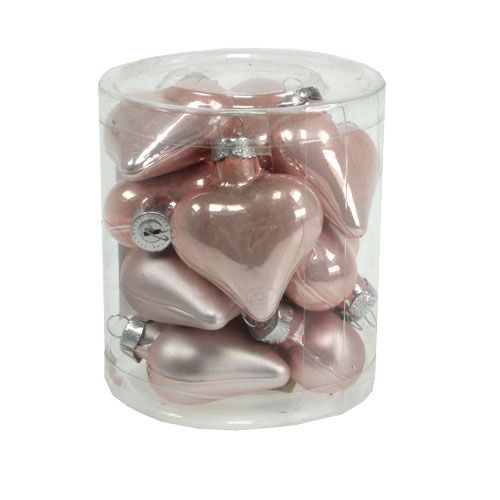 Product Mini glass hearts pink 4cm 12 pcs