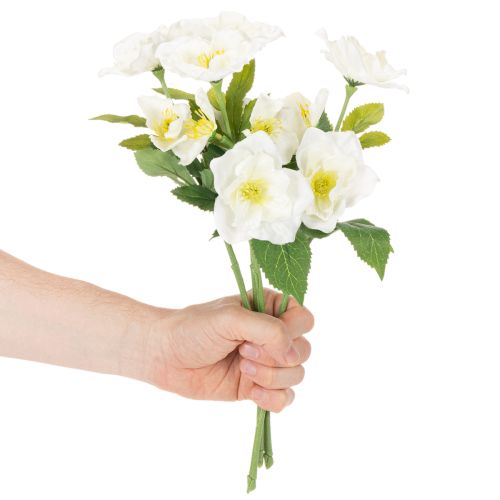 Artificial Christmas rose flower bunch, white, artificial Christmas decoration | Floristik24.ie