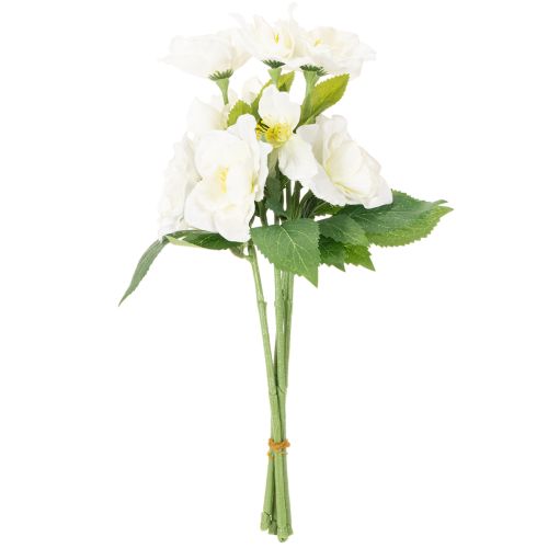 Artificial Christmas rose flower bunch, white, artificial Christmas decoration | Floristik24.ie