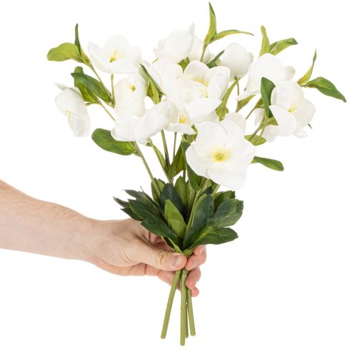 Christmas Rose Artificial Flower White Decorative Artificial Flower Bunch, 40cm, 4 Pieces | Floristik24.ie