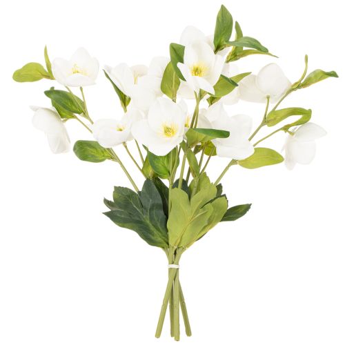 Christmas Rose Artificial Flower White Decorative Artificial Flower Bunch, 40cm, 4 Pieces | Floristik24.ie