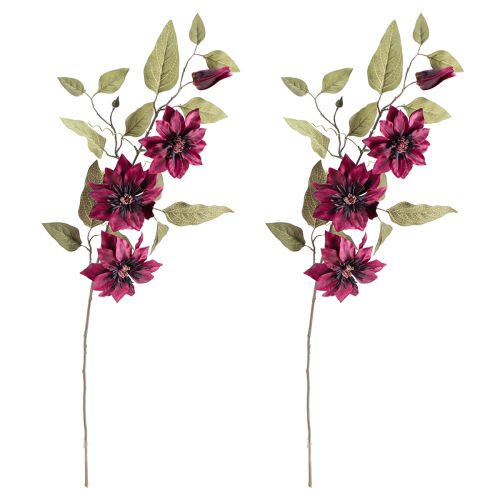 Product Clematis artificial 3 flowers artificial flowers Bordeaux 81cm 2pcs