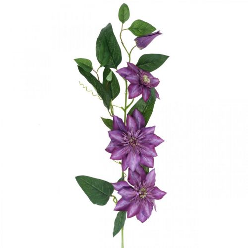 Floristik24 Artificial clematis, silk flower, decorative branch with clematis flowers violet L84cm