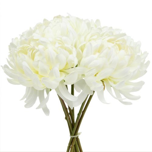 Decorative Chrysanthemum Bouquet White 28cm 6 Pcs