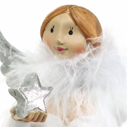 Product Decorative angel with heart and star white, silver Ø7.5 H15cm 2pcs