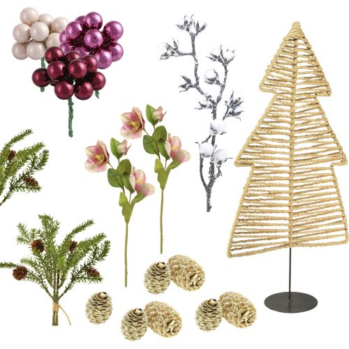 Floristik24 DIY Box Christmas Table Decoration Christmas Tree Raffia H60cm