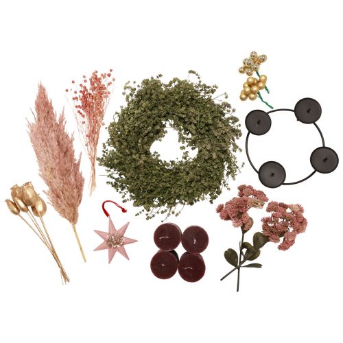 Floristik24 DIY box Advent wreath red modern dry wreath Advent Ø34cm