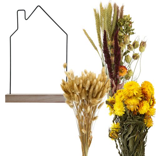 Floristik24 DIY box flower bar with dried flowers house 34.5×24.5cm